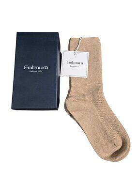 NIB | Embouro Beige Luxury Ribbed Knit Cashmere Socks 7-10